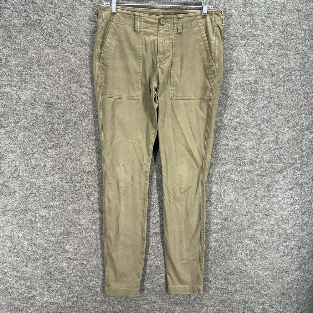 Cabi Pants Women 2 Gray Mid Rise Flat Front Skinny Chino Pockets Cotton Casual